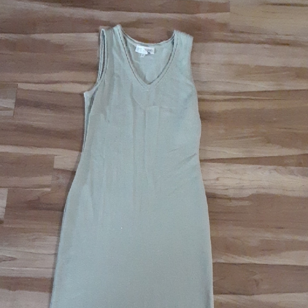 St. John Light Green V-Neck Maxi Dress